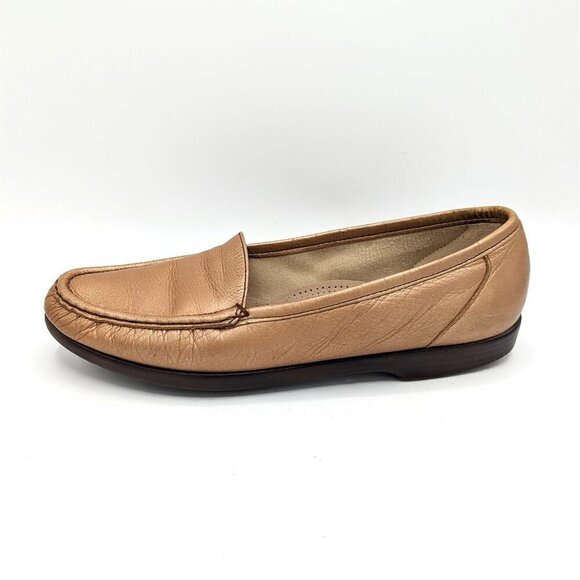 SAS Simplify Women's 8 (38.5) Metallic ROSE GOLD Slip On Moc Toe Comfort Loafer - Picture 1 of 5